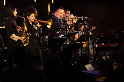 Photo of world-class jazz musicians performing