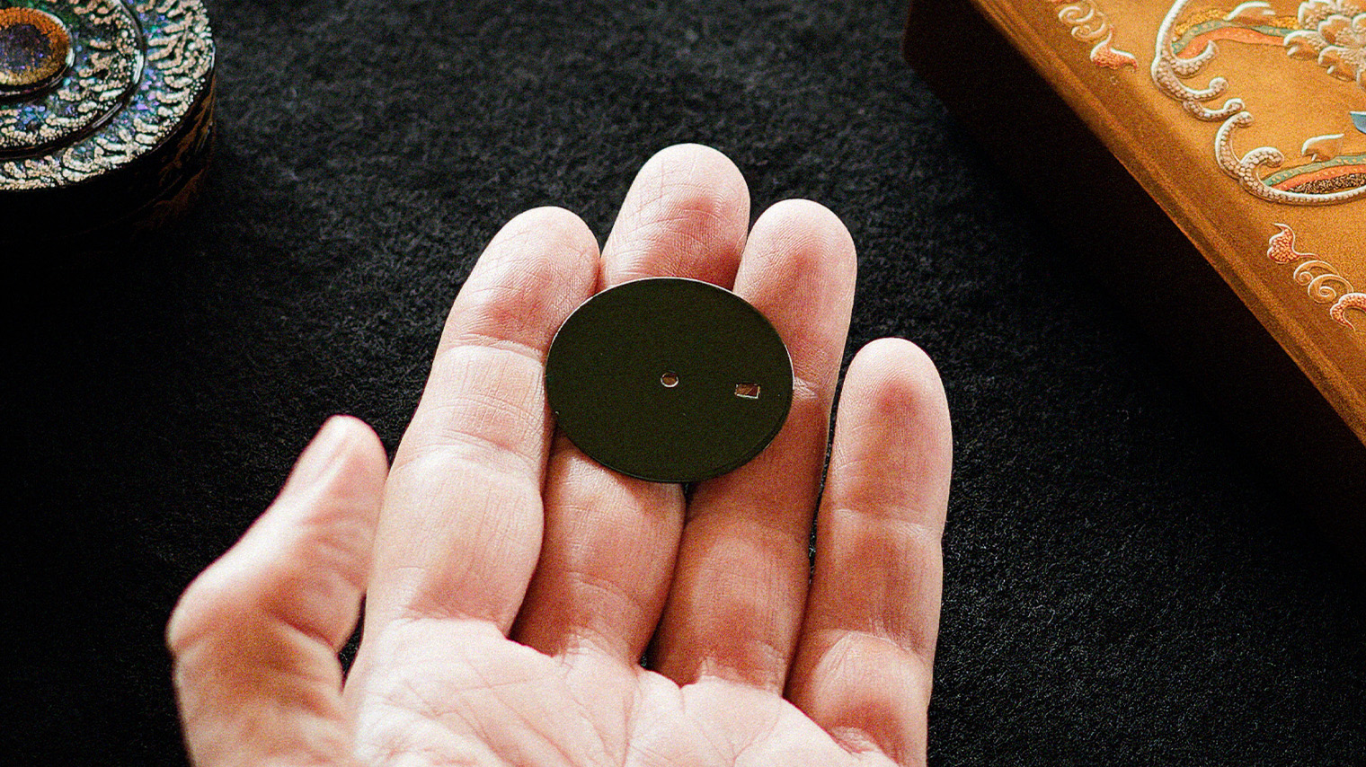 Photo sample of a dial partway through the production process.