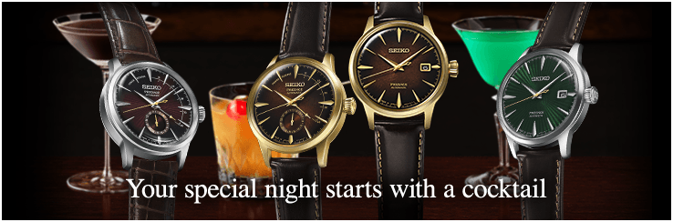 The special page of a special time at an authentic bar in Tokyo at midnight. This is enhanced by the chic and elegant timepiece on your wrist.