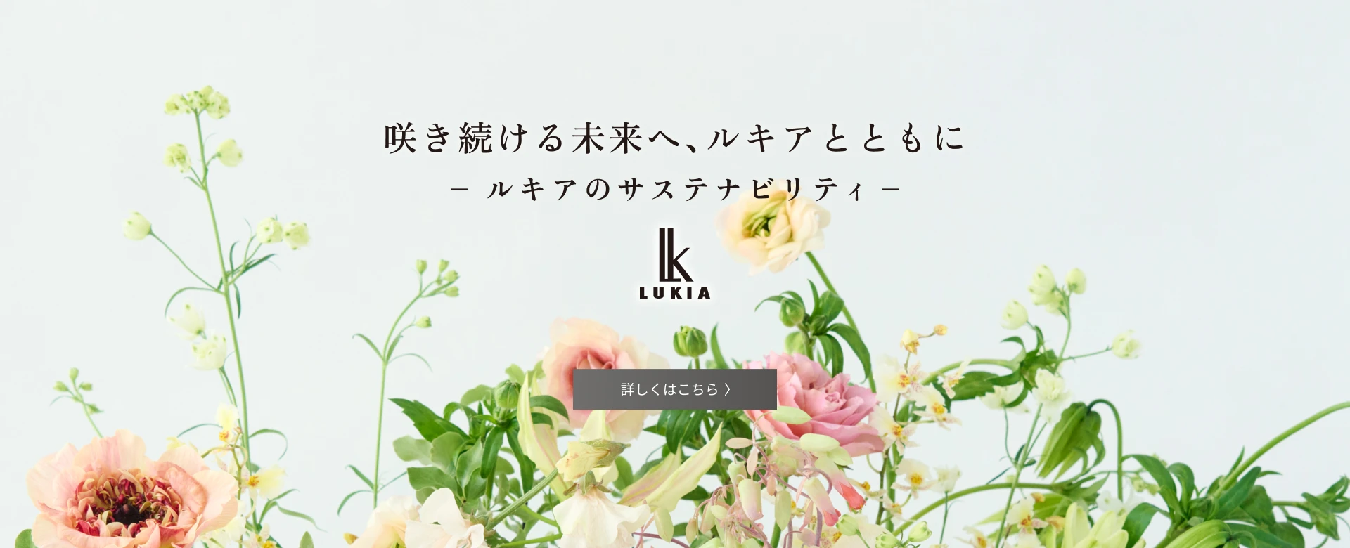 バナー：Sustainability 咲き続ける未来へ、LUKIAとともに