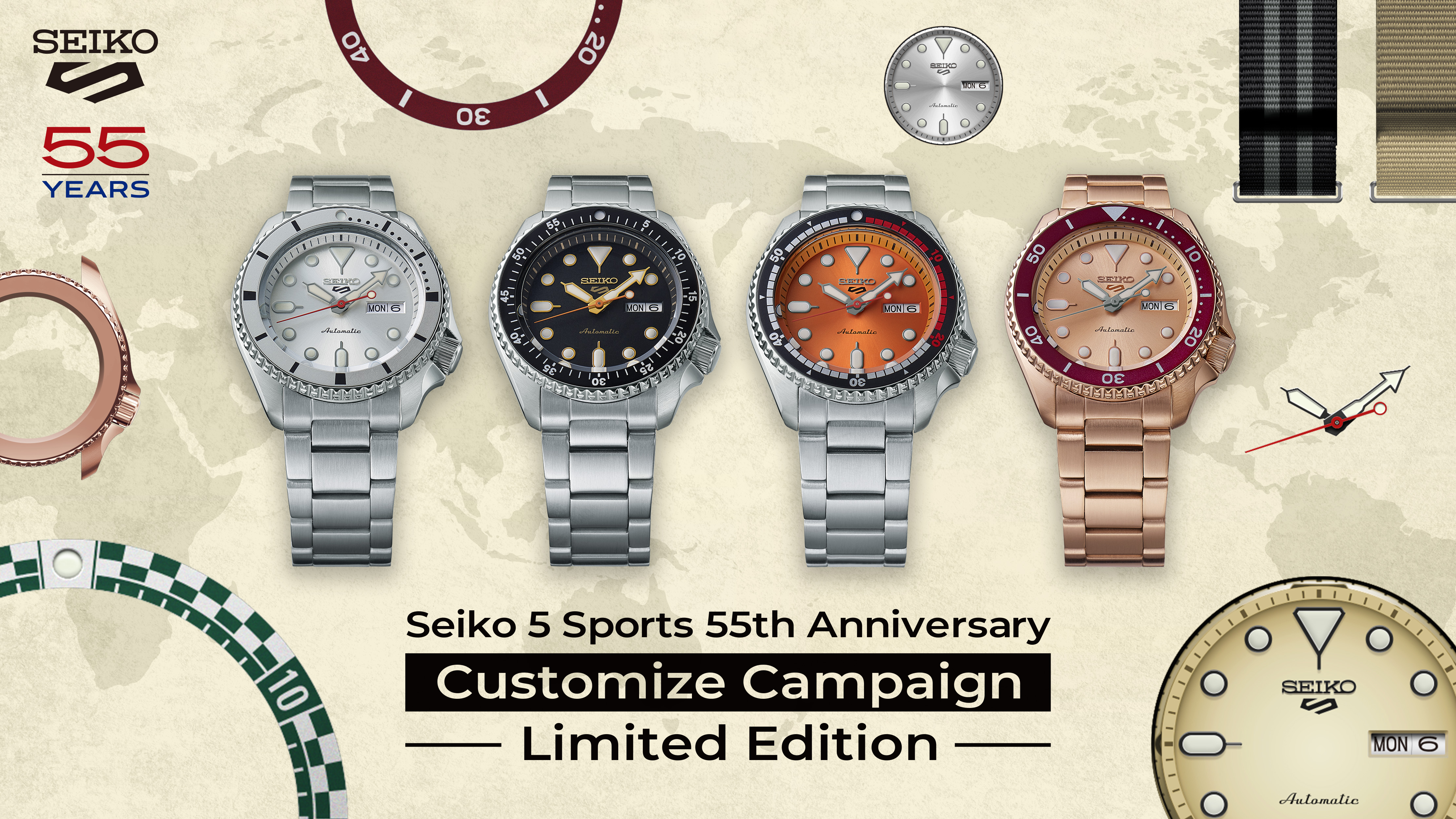 Y*i様 （K05-154）SEIKO 4R36-16X0 5 スポーツ 限定モ Seiko 5 Sports 55th Anniversary Customize Campaign Limited Edition