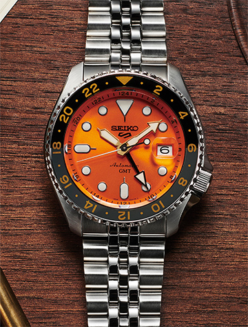 Seiko 5 Sports SKX Design GMT: relógio automático laranja SSK005K1.