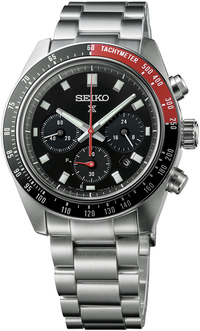 Cronógrafo solar Prospex Speedtimer SSC915P1 (mostrador preto e bisel preto e vermelho).