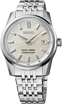 Relógio mecânico King Seiko 39mm, SPB369J1 (mostrador branco).