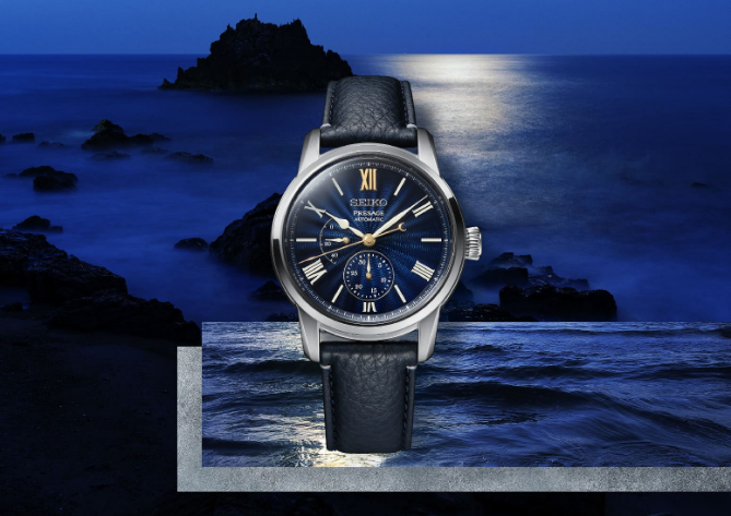 Relógio mecânico Seiko Presage SPB399J1 com mostrador azul-escuro em esmalte Shippo.