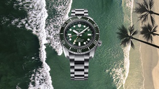Relógio de mergulho Seiko Prospex SPB381J1 com mostrador verde e o novo calibre 6R54.