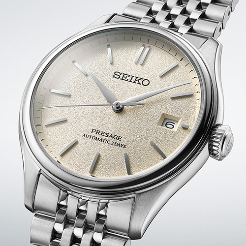 O mostrador texturado do Seiko Presage Classic SPB463J1.