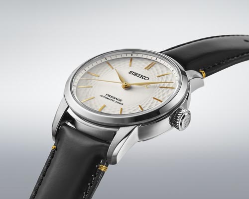 Bracelete em pele certificada do novo relógio automático Seiko Presage SPB497J1.