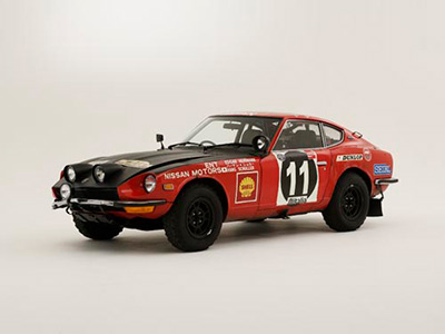 Automóvel modelo Datsun 240Z Nº11 que participou e venceu a prova de ralis da África Oriental em 1971.