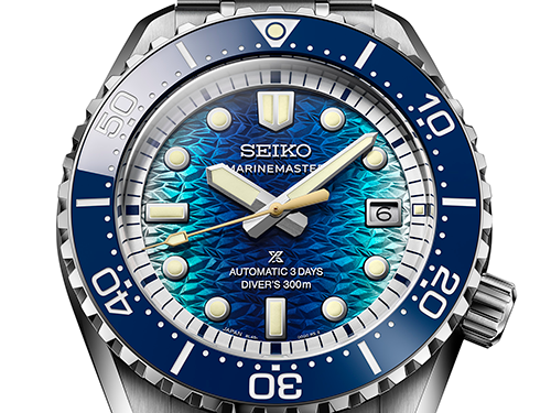 Detalhe do mostrador do relógio de mergulho Seiko Prospex Marinemaster JAMSTEC HBF002J1.