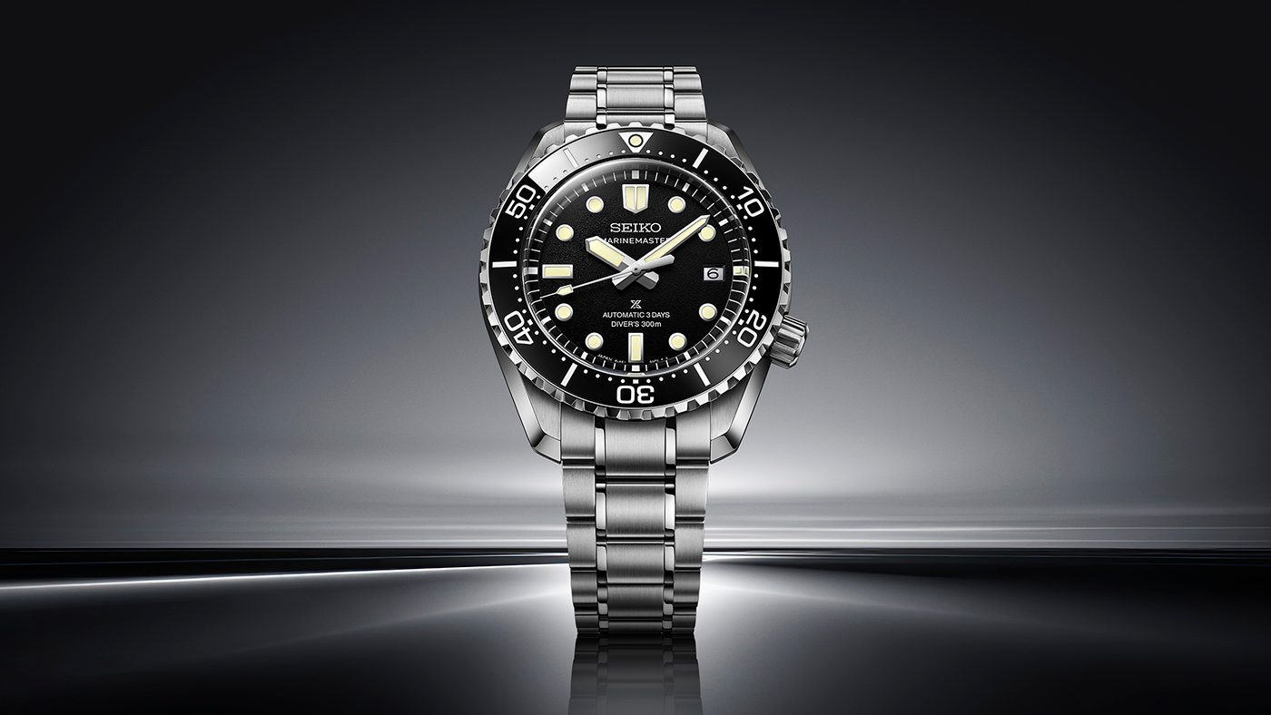 Relógio de mergulho Seiko Prospex Marinemaster HBF001J1 (mostrador preto).