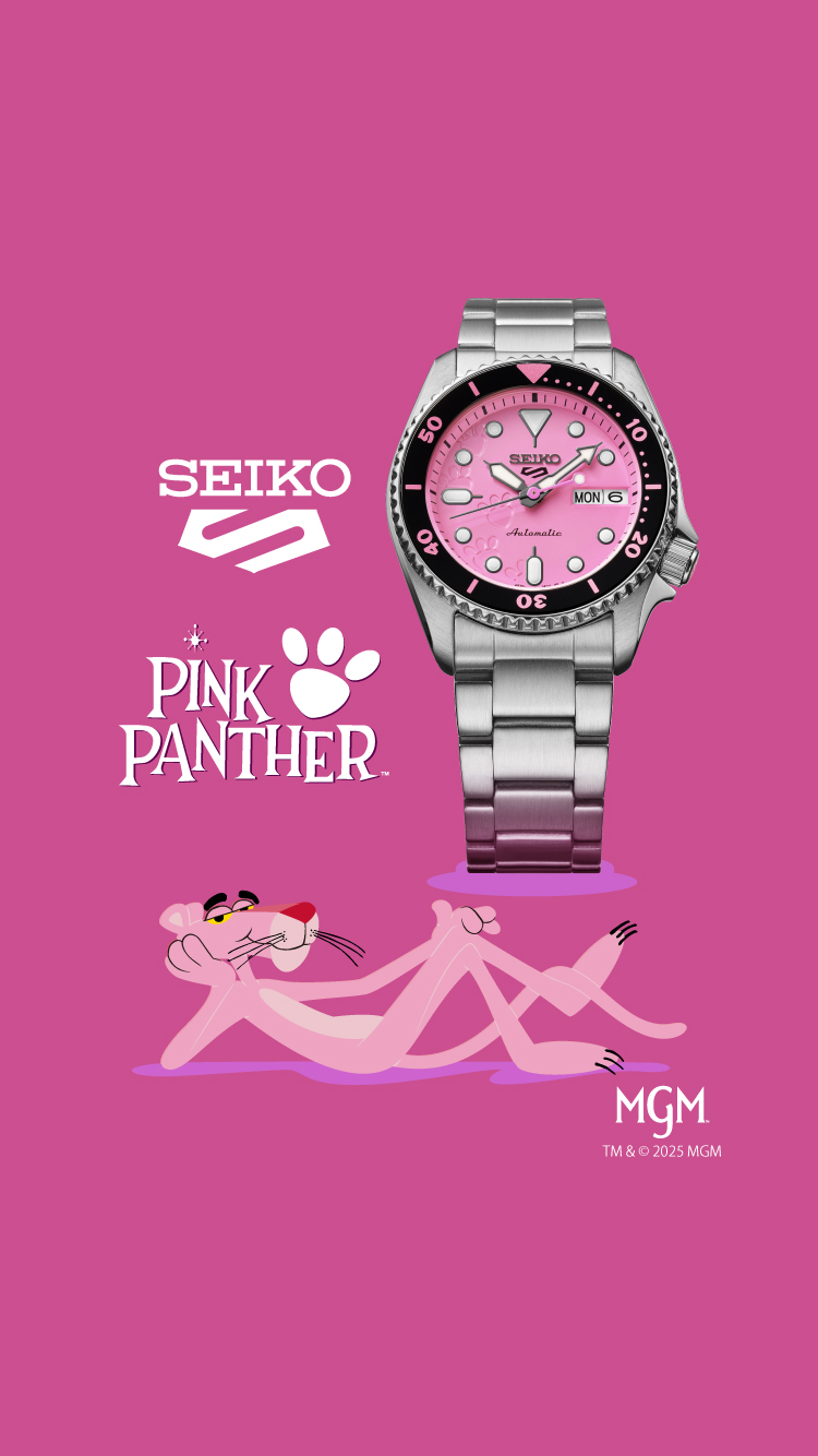 Relógio Seiko 5 Sports SRPM07K1, edição limitada Pink Panther.