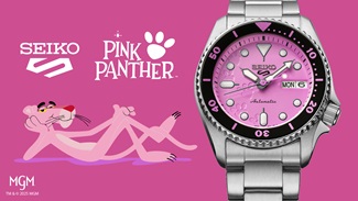 Relógio automático Seiko 5 Sports de edição limitada Pink Panther SRPM07K1.