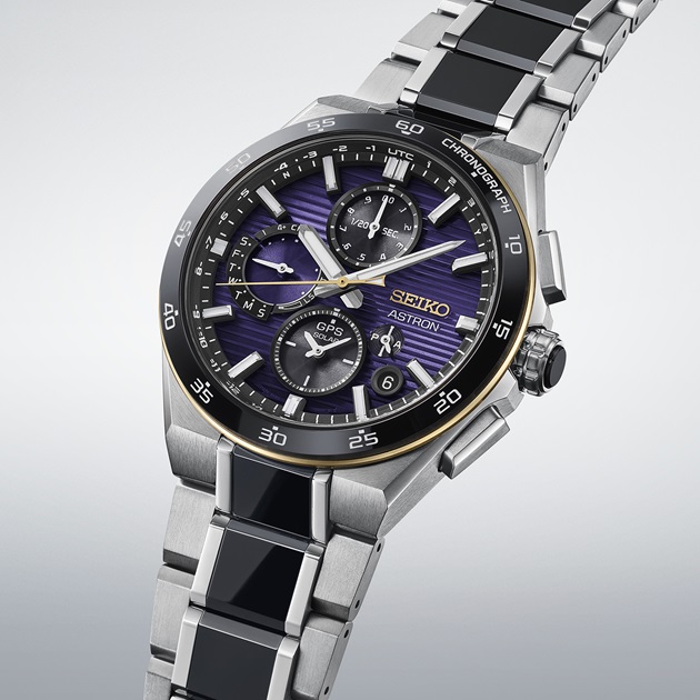 Relógio Astron HAB011J1 com mostrador roxo, edição limitada dos 145 anos da Seiko.