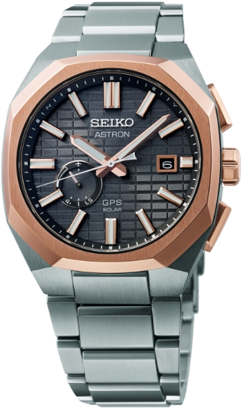 Relógio Seiko Astron GPS Solar 3X62 SSJ014 (mostrador cinza e bisel rose gold).