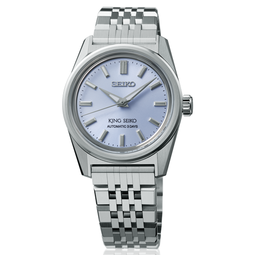 Relógio mecânico King Seiko SPB457J1 com calibre 6R51 e mostrador azul "saxe".