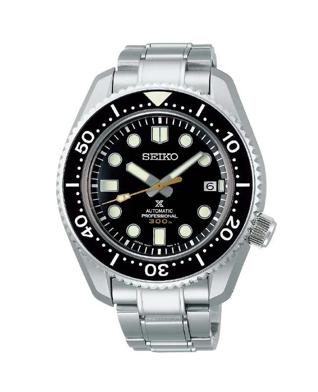 Relógio de mergulho Seiko Prospex SLA021J1 em aço com mostrador e bisel pretos, equipado com o Calibre 8L35.