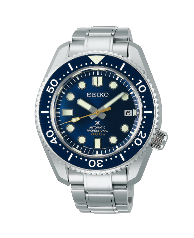 Relógio de mergulho Seiko Prospex SLA023J1 em aço com mostrador e bisel azuis, equipado com o Calibre 8L35.