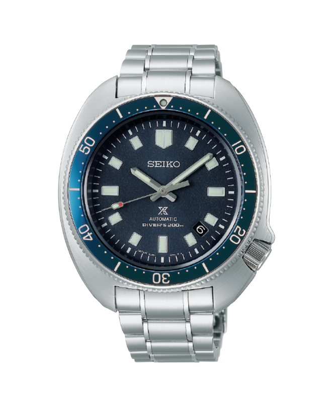 Relógio de mergulho Seiko Prospex SLA049J1 em aço com mostrador e bisel azuis e caixa turtle, Edição Limitada do 80º Aniversário de Naomi Uemura, equipado com o Calibre 8L35.