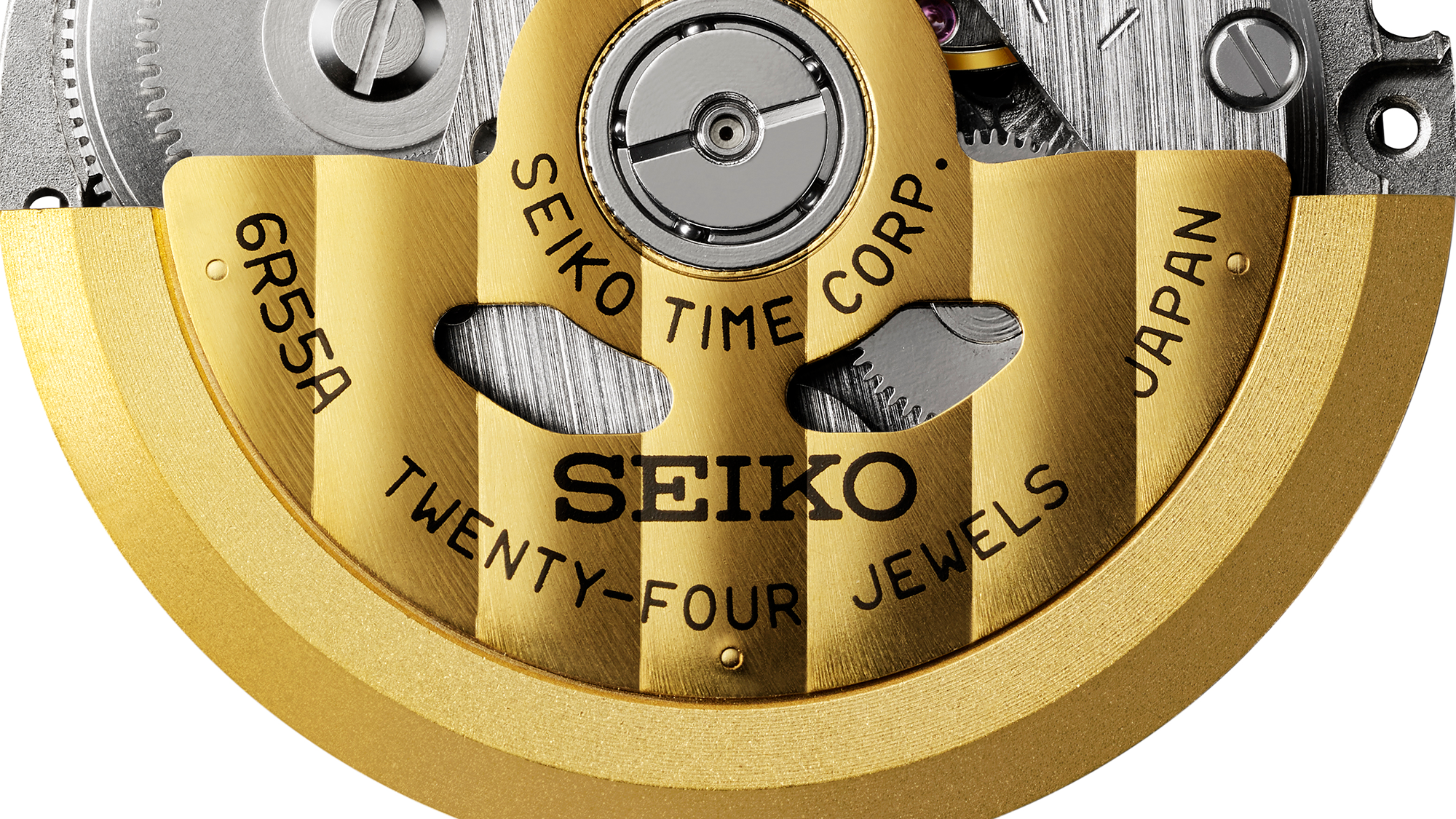 Acabamento do movimento mecânico 6R55 da Seiko.