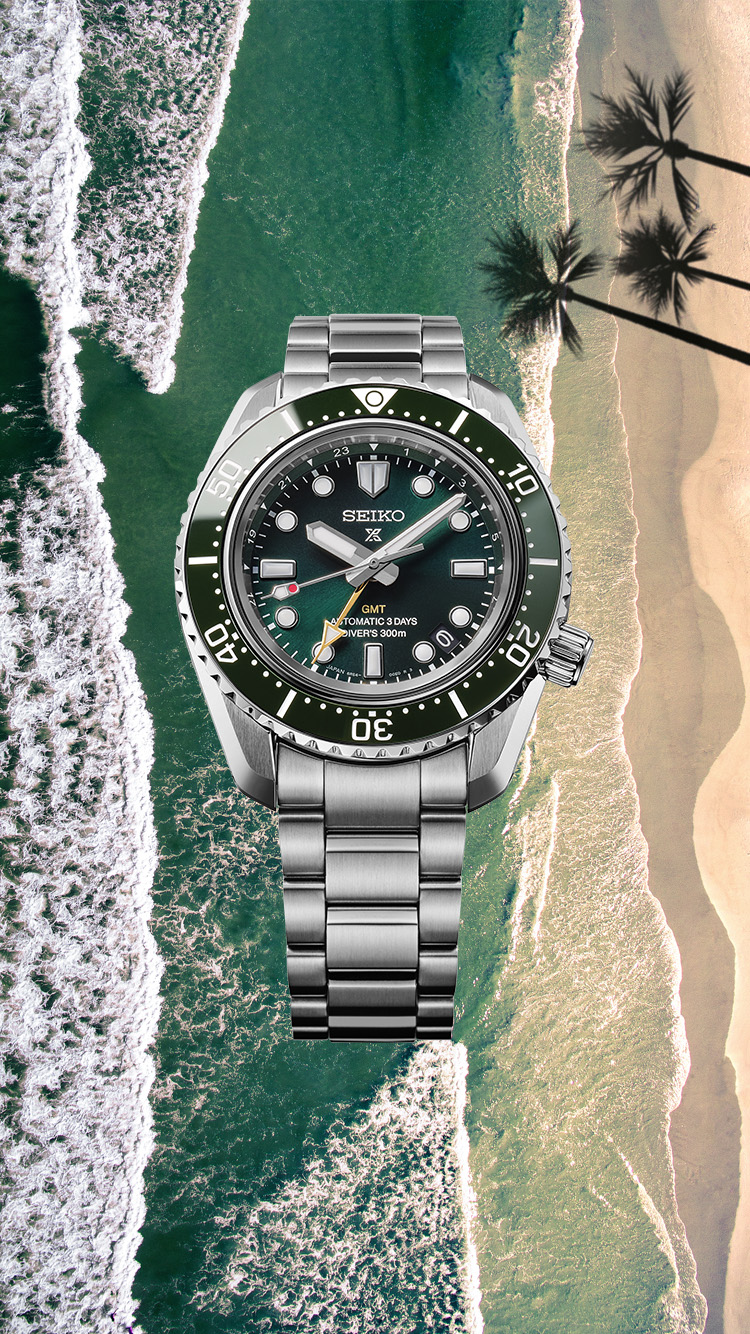 Seiko Prospex Diver's Histórico de 1968 com GMT HBC001J1 (mostrador verde).