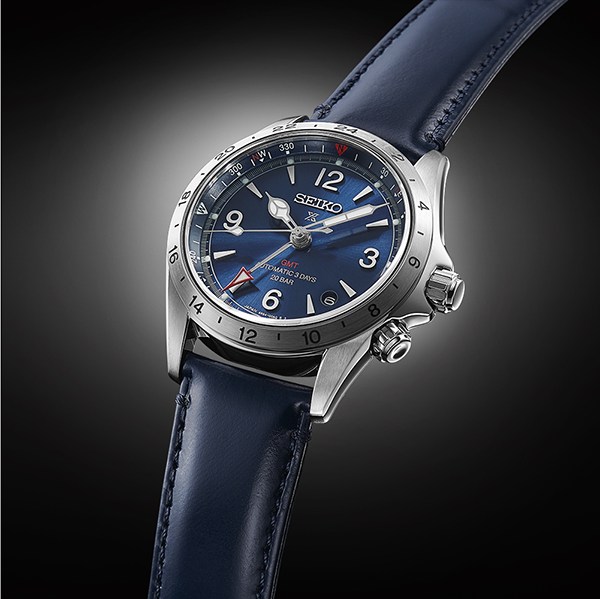 Novo relógio Seiko Prospex Alpinist com função GMT e 3 dias de autonomia, modelo azul-escuro (SPB377J1).