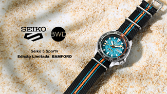 Relógio Seiko 5 Sports SRPL95K1, edição limitada, BAMFORD