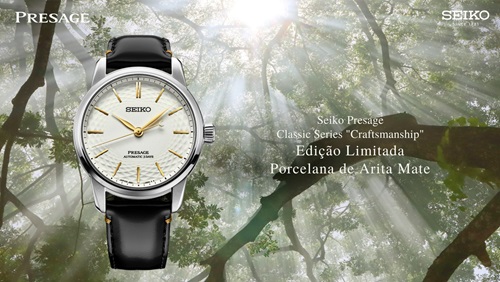 Página especial do relógio Seiko Presage em porcelana de Arita mate SPB497J1