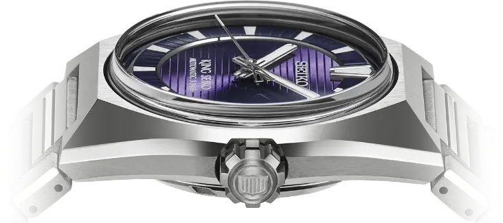 Foto da caixa do relógio King Seiko VANAC em titânio