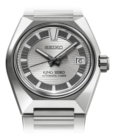 Foto do mostrador do relógio King Seiko VANAC em titânio