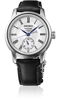Foto do relógio com mostrador em esmalte Seiko Presage Classic Series SPB495