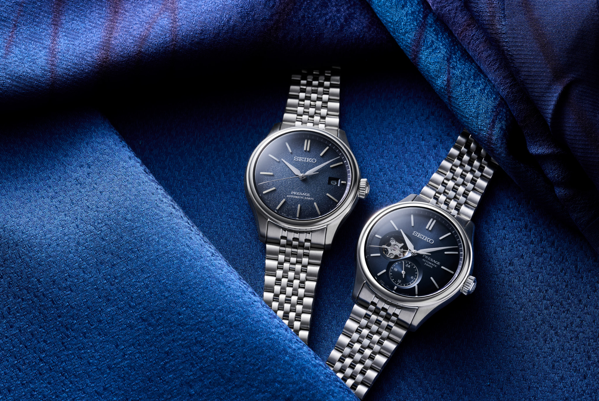 Foto dos relógios Seiko Presage Classic SPB525 e SPB527
