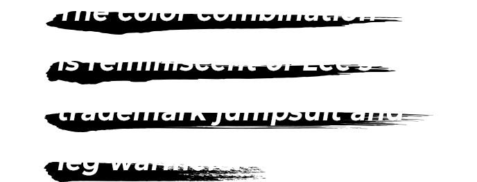 The color combination is reminiscent of Lee's trademark jumpsuit and leg warmers.